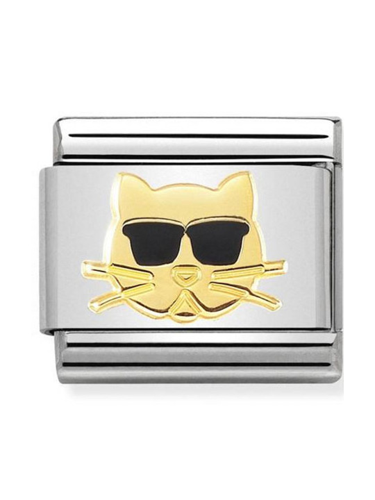 Maillon Nomination classic chat aux lunettes noires