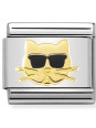 Maillon Nomination classic chat aux lunettes noires