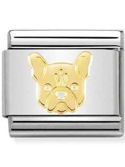 Maillon Nomination classic chien bouledogue en Or