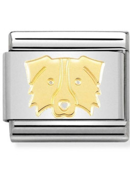 Maillon Nomination classic chien border collie en Or