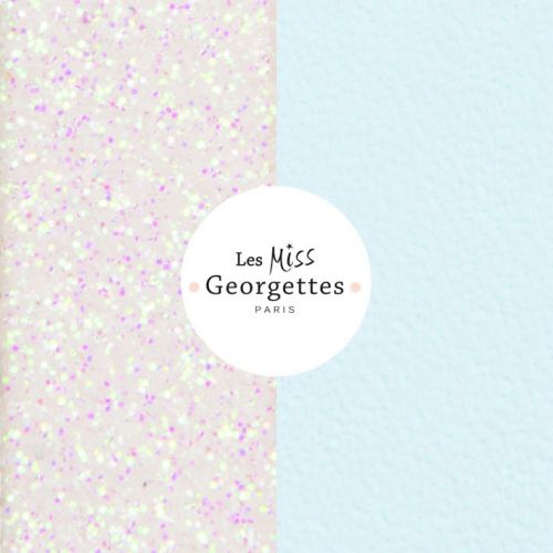 Cuir reversible miss les Georgettes pailleté neige/bleu glace