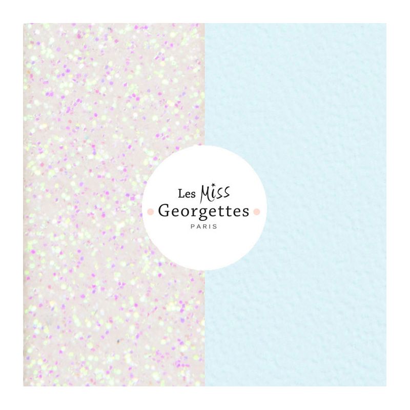 Cuir reversible miss les Georgettes pailleté neige/bleu glace