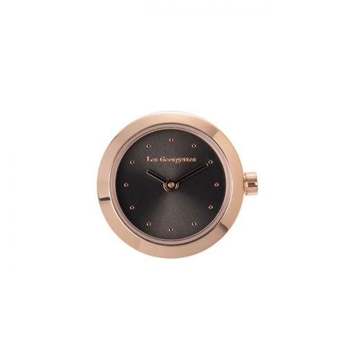 Boitier de montre Les Georgettes coutures rond doré rose cadran anthracite