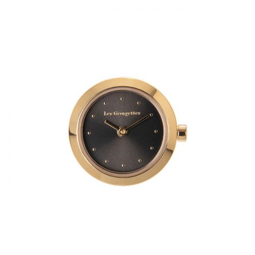 Boitier de montre Les Georgettes coutures rond doré jaune cadran anthracite