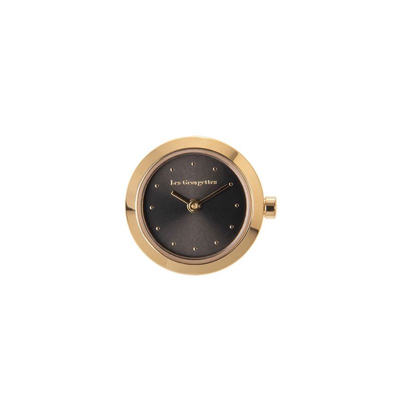 Boitier de montre Les Georgettes coutures rond doré jaune cadran anthracite