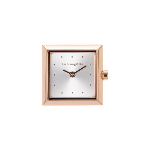 Boitier de montre Les Georgettes coutures carré doré rose cadran argent