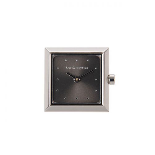 Boitier de montre Les Georgettes coutures carré argenté cadran anthracite