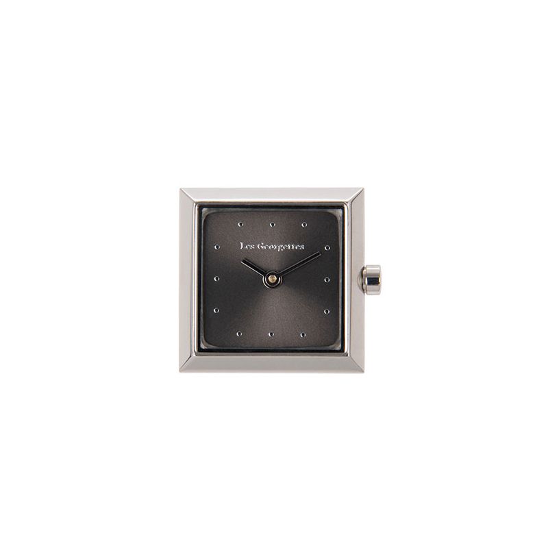 Boitier de montre Les Georgettes coutures carré argenté cadran anthracite