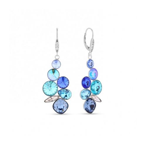 Boucles d'oreilles Spark Argent et cristaux pendantes bleues