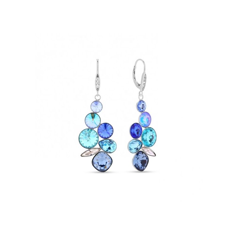 Boucles d'oreilles Spark Argent et cristaux pendantes bleues