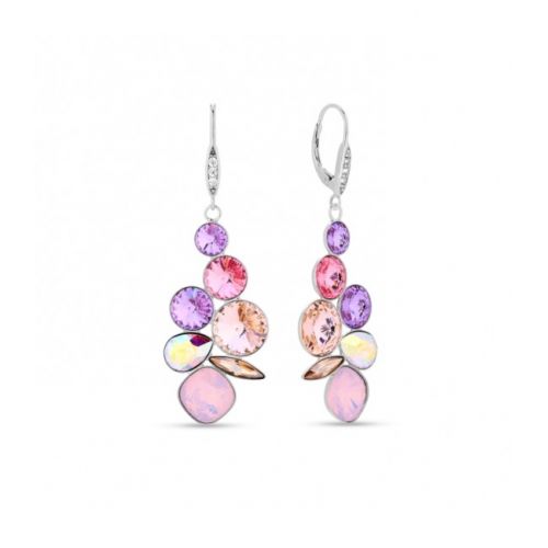 Boucles d'oreilles Spark Argent et cristaux pendantes roses