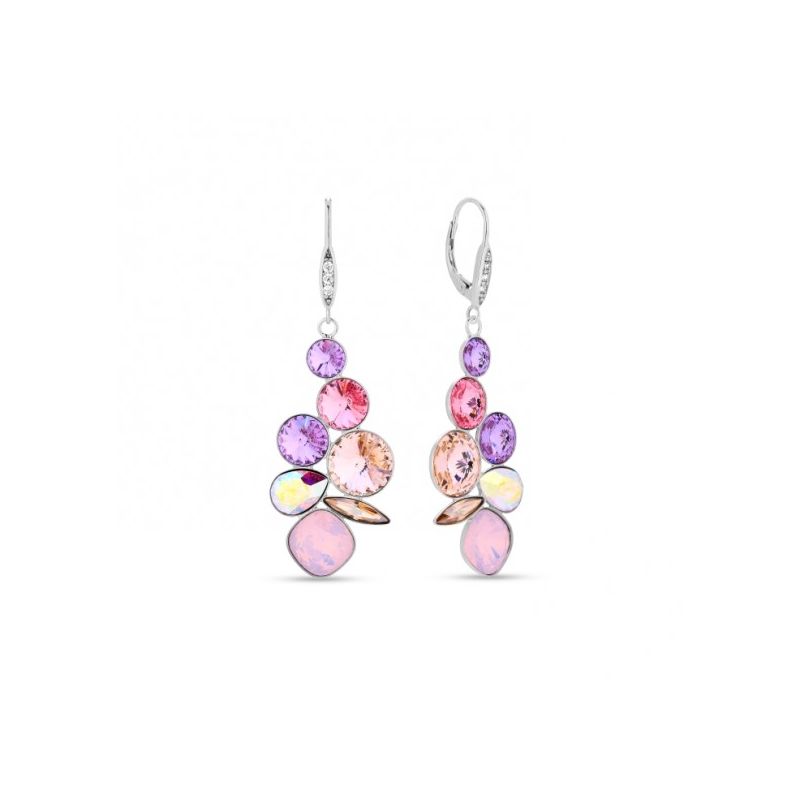Boucles d'oreilles Spark Argent et cristaux de Swarovski pendantes roses