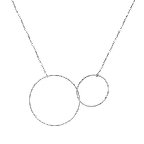 Collier Or blanc deux anneaux entrelacés