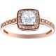 Bague solitaire Or rose et oxydes