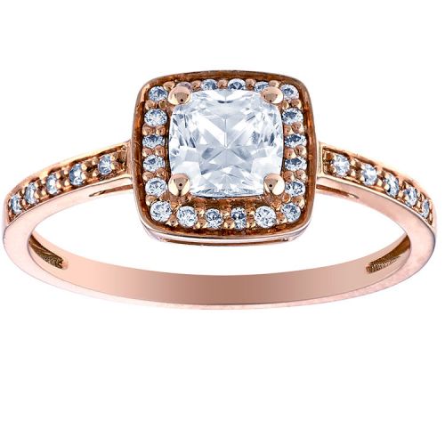 Bague solitaire Or rose et oxydes