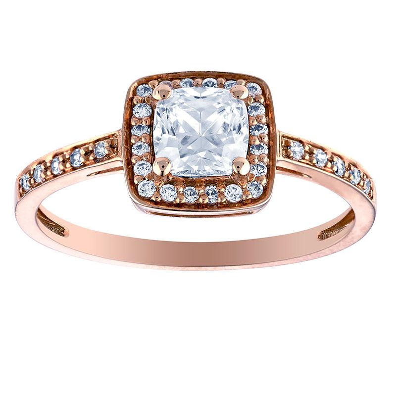 Bague solitaire Or rose et oxydes