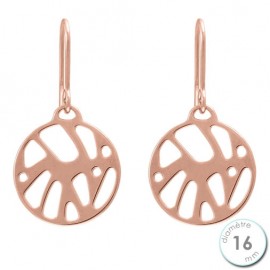 Boucles d'oreilles Les Georgettes motif perroquet finition Or rose diamètre 16 mm