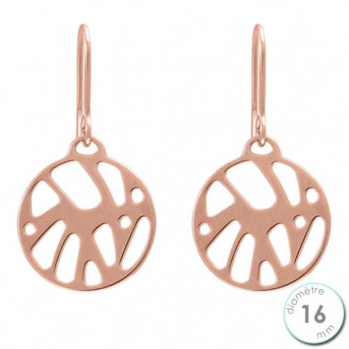 Boucles d'oreilles Les Georgettes motif perroquet finition Or rose diamètre 16 mm