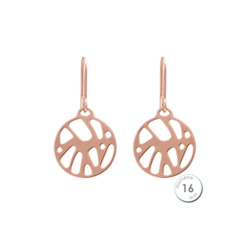 Boucles d'oreilles Les Georgettes motif perroquet finition Or rose diamètre 16 mm