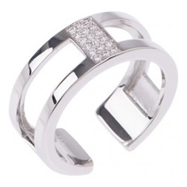 Bague Les Georgettes précieuses motif barrette finition argent 8 mm