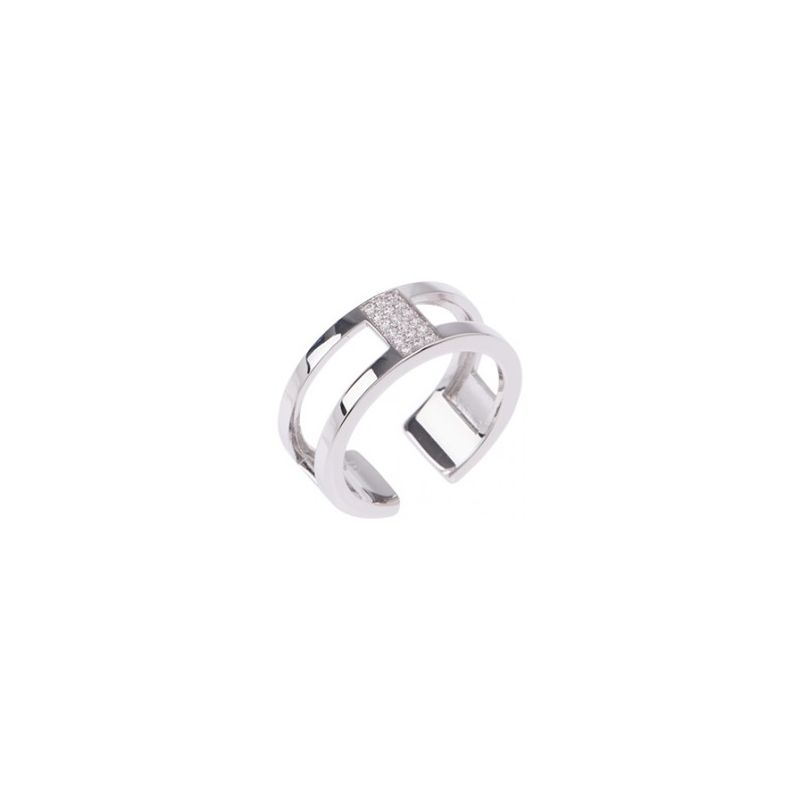Bague Les Georgettes précieuses motif barrette finition argent 8 mm