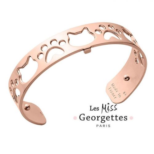Bracelet manchette miss Les Georgettes motif chat finition Or rose