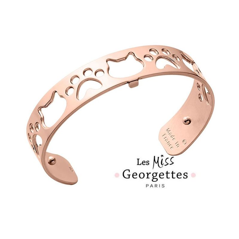Bracelet manchette miss Les Georgettes motif chat finition Or rose