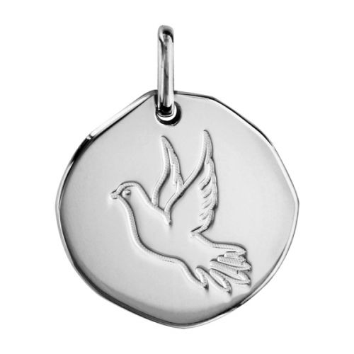 Pendentif Argent galet colombe