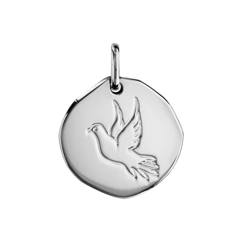 Pendentif Argent galet colombe