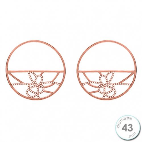 Boucles d'oreilles Les Georgettes précieuses motif pétales finition Or rose diamètre 43 mm