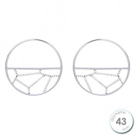 Boucles d'oreilles Les Georgettes motif girafe finition argent diamètre 43 mm