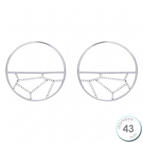 Boucles d'oreilles Les Georgettes motif girafe finition argent diamètre 43 mm