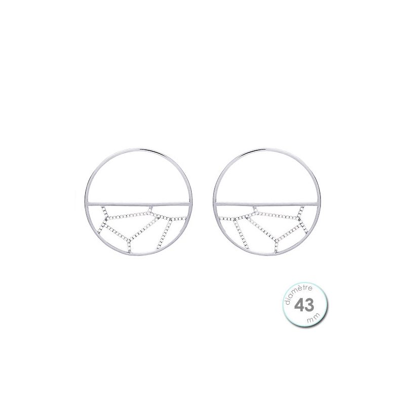 Boucles d'oreilles Les Georgettes motif girafe finition argent diamètre 43 mm