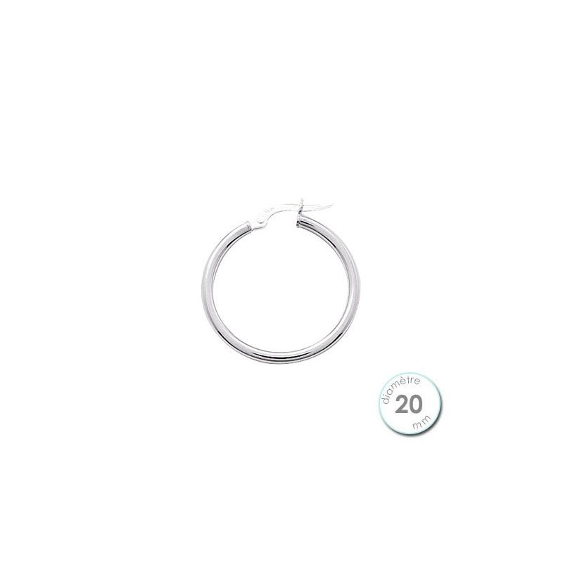 Boucle d'oreille créoles Or blanc 750 diamètre 20 mm à l'unité