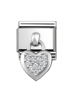 Maillon Nomination charms coeur pavé pierres