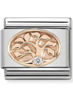 Maillon Nomination classic arbre de vie et oxyde Or rose