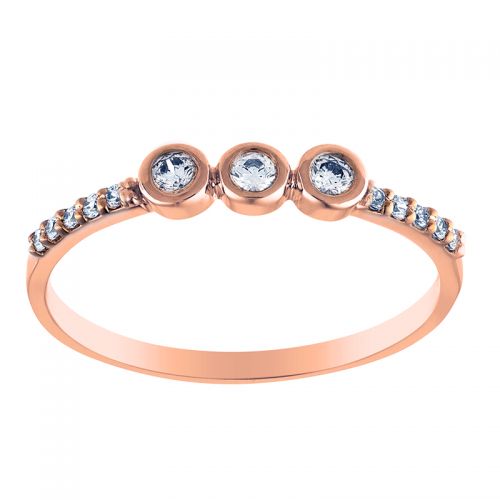 Bague solitaire Or rose et oxydes