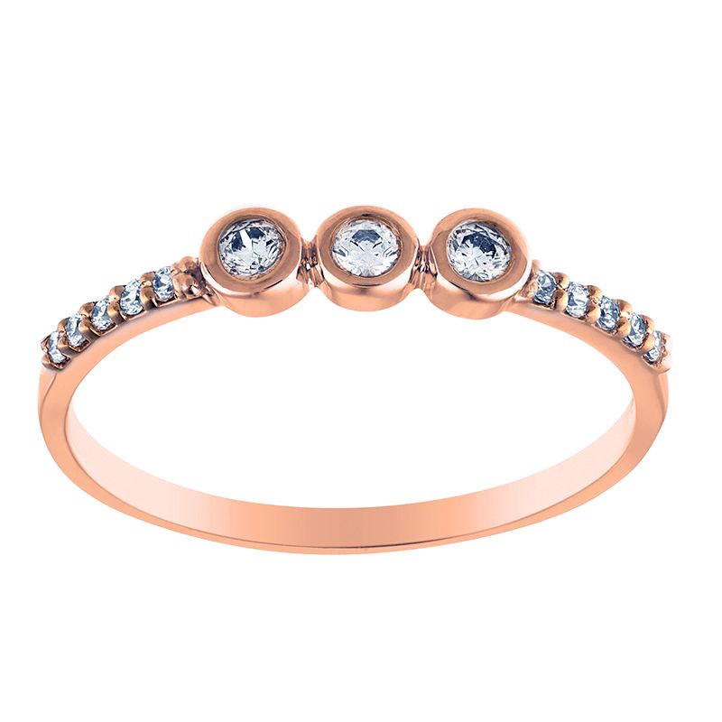 Bague solitaire Or rose et oxydes