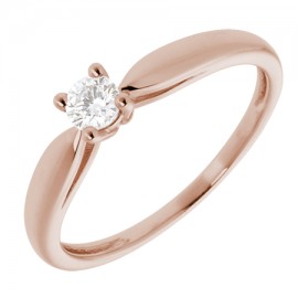 Bague solitaire Or rose et Diamant