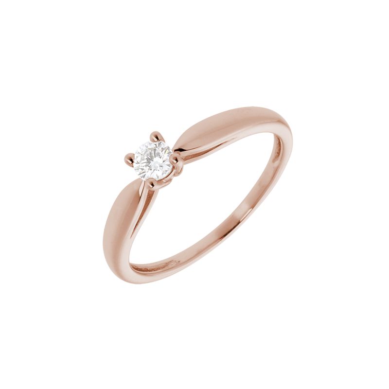 Bague solitaire Or rose et Diamant