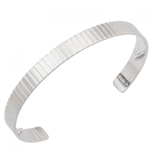 Bracelet manchette Les Georgettes for men motif verticale 14 mm finition Argent satiné