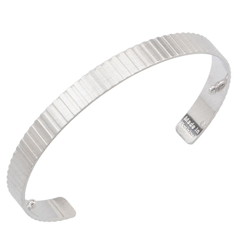 Bracelet manchette Les Georgettes for men motif verticale 14 mm finition Argent satiné