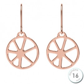 Boucles d'oreilles Les Georgettes motif solaire finition Or rose diamètre 16 mm