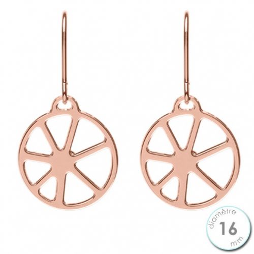 Boucles d'oreilles Les Georgettes motif solaire finition Or rose diamètre 16 mm