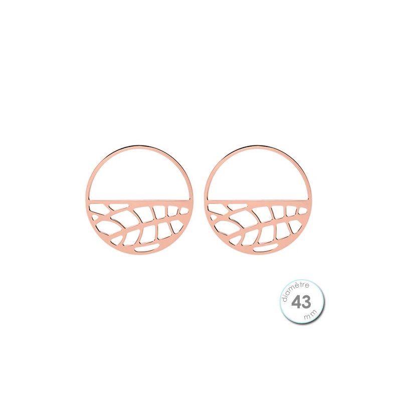 Boucles d'oreilles Les Georgettes motif ruban finition Or rose diamètre 43 mm