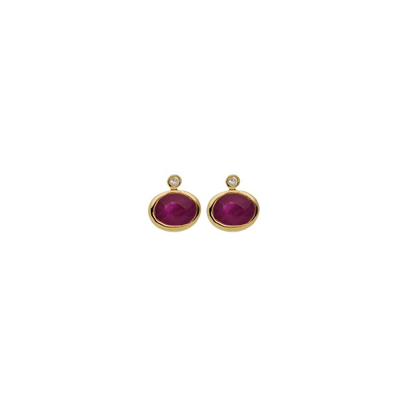 Boucles d'oreilles Or, rubis et Diamants