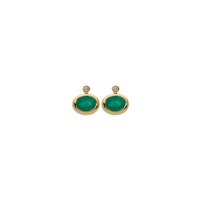 Boucles d'oreilles Or, emeraudes et Diamants