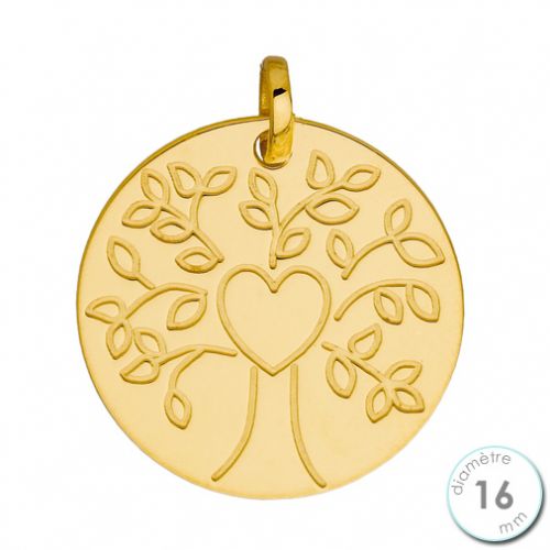 Arbre de Vie et son Coeur en Or jaune 375