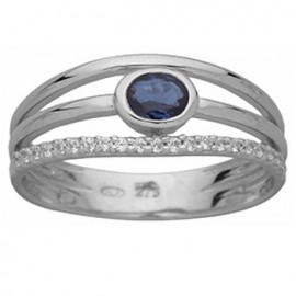 Bague Or blanc, Saphir et Diamants