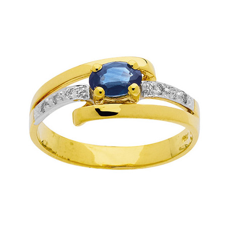 Bague Or jaune, Saphir et Diamants